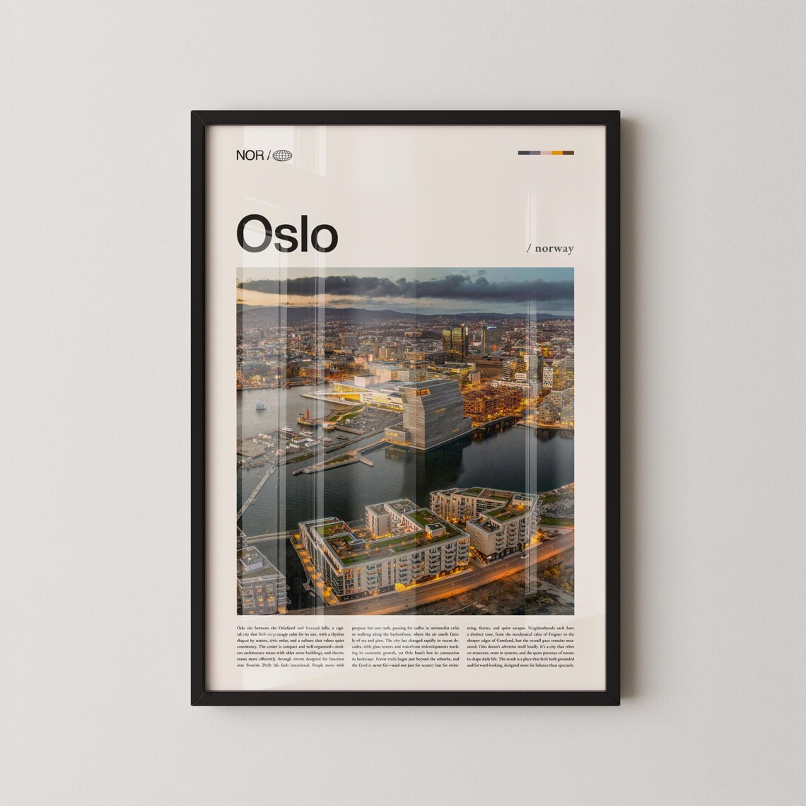 Oslo Norway Fjord Harbor Dusk Photography Modern Travel Art Poster