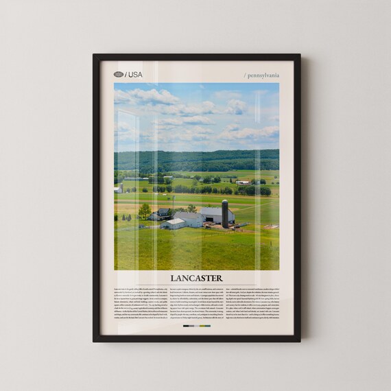 Lancaster Pennsylvania Farm Barn Rolling Hills Country Travel Poster