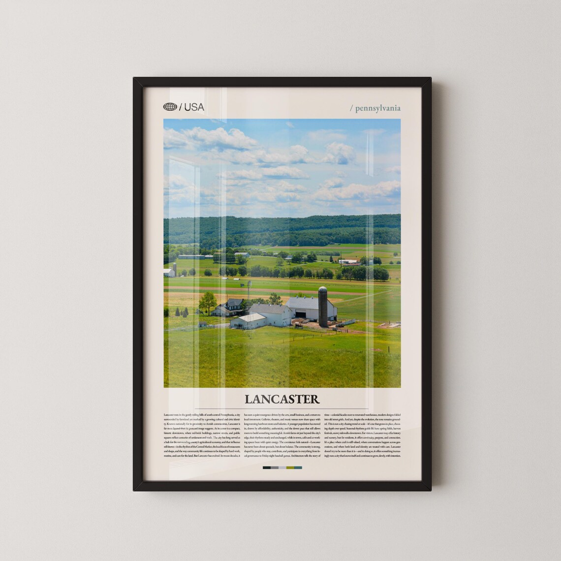 Lancaster Pennsylvania Farm Barn Rolling Hills Country Travel Poster