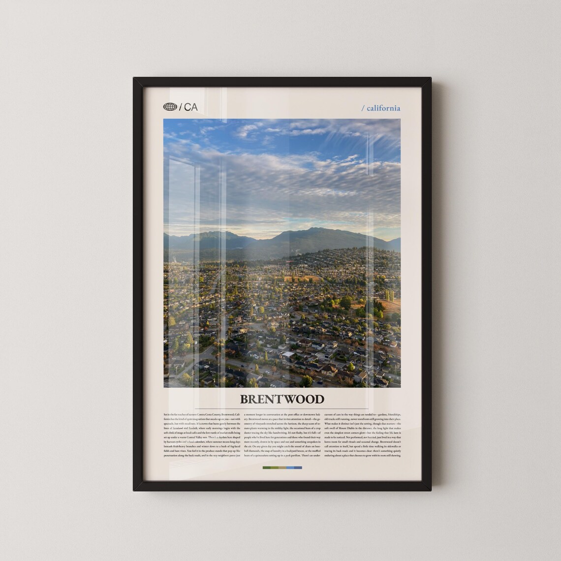 Brentwood California Aerial City Sunset Photo Modern Travel Wall Art