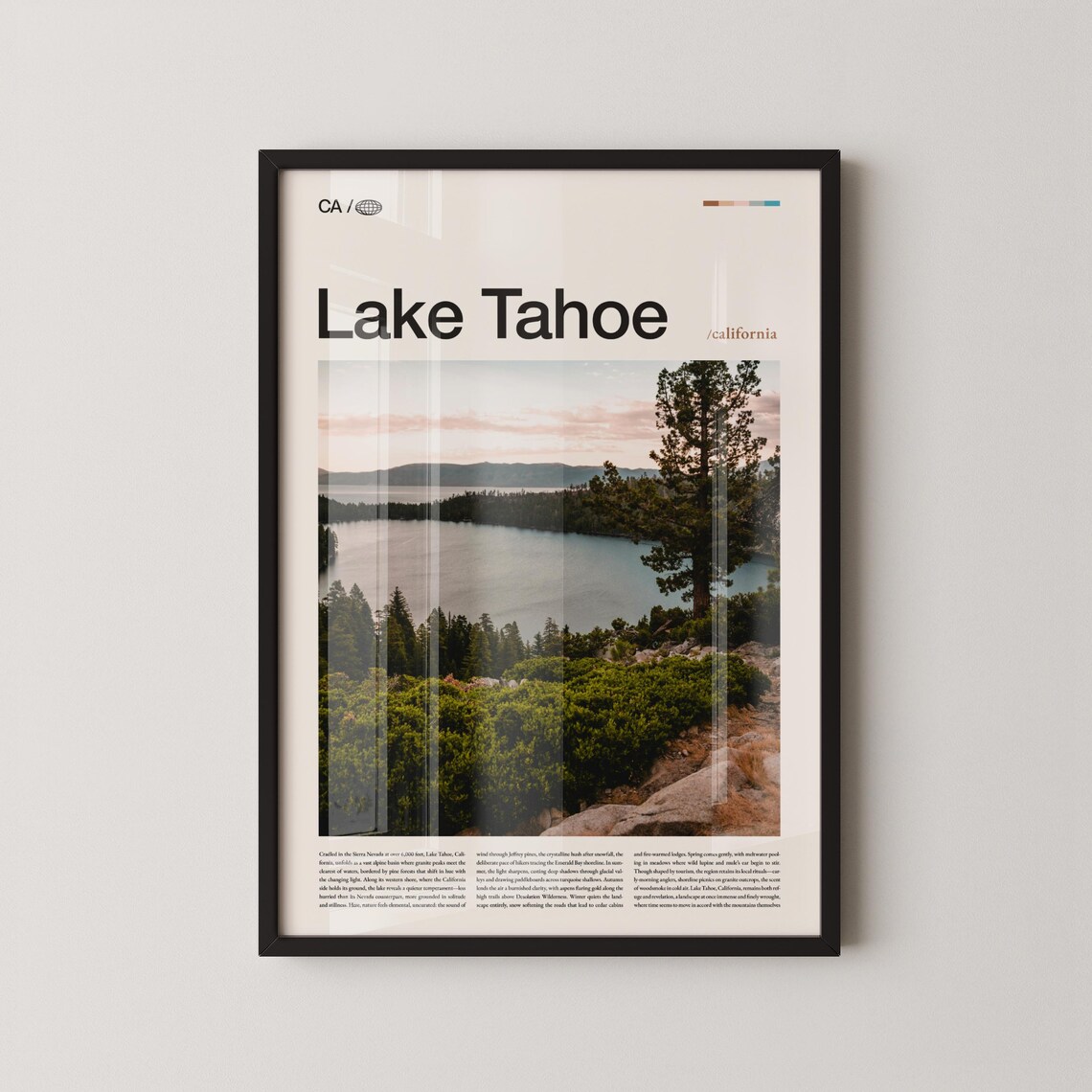 Lake Tahoe California Sunset Pines Lakeview Editorial Photo Poster