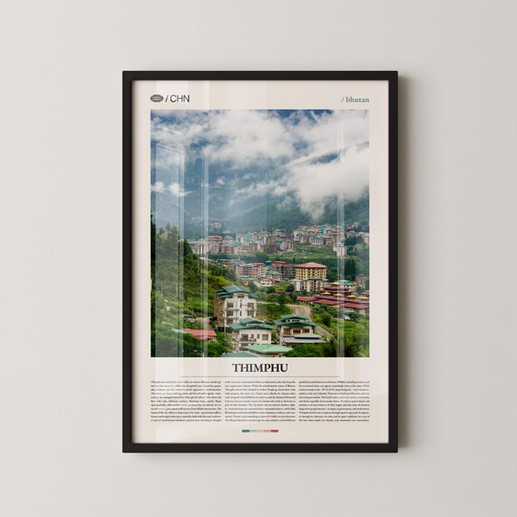 Thimphu Bhutan Misty Himalayan Cityscape Valley Photo Poster