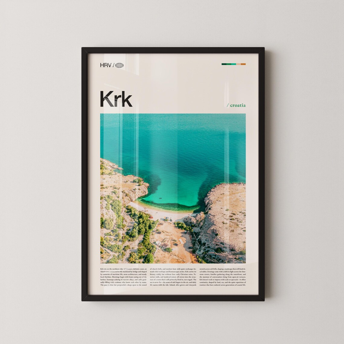 Krk Croatia Turquoise Cove Rocky Coastline Island Travel Poster