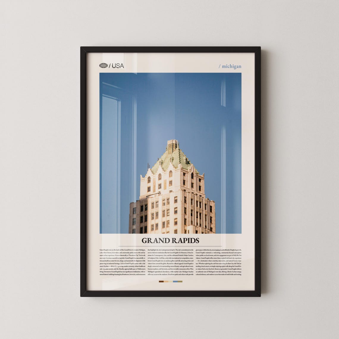 Grand Rapids Michigan Historic Tower Building Photo Travel Poster