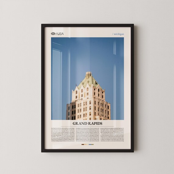 Grand Rapids Michigan Historic Tower Building Photo Travel Poster