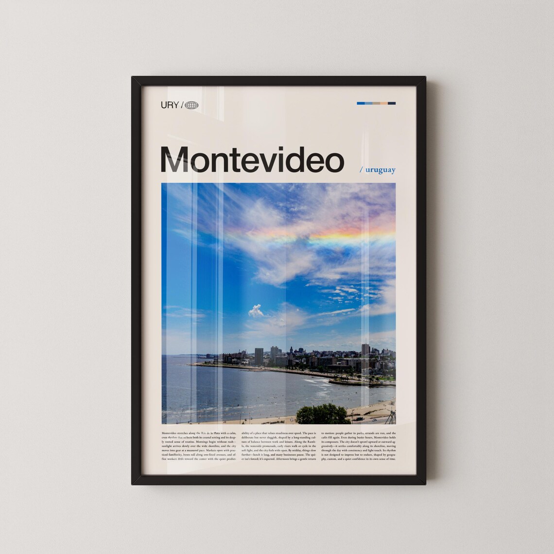 Montevideo Uruguay Coastal Skyline Rainbow Photo Travel Poster