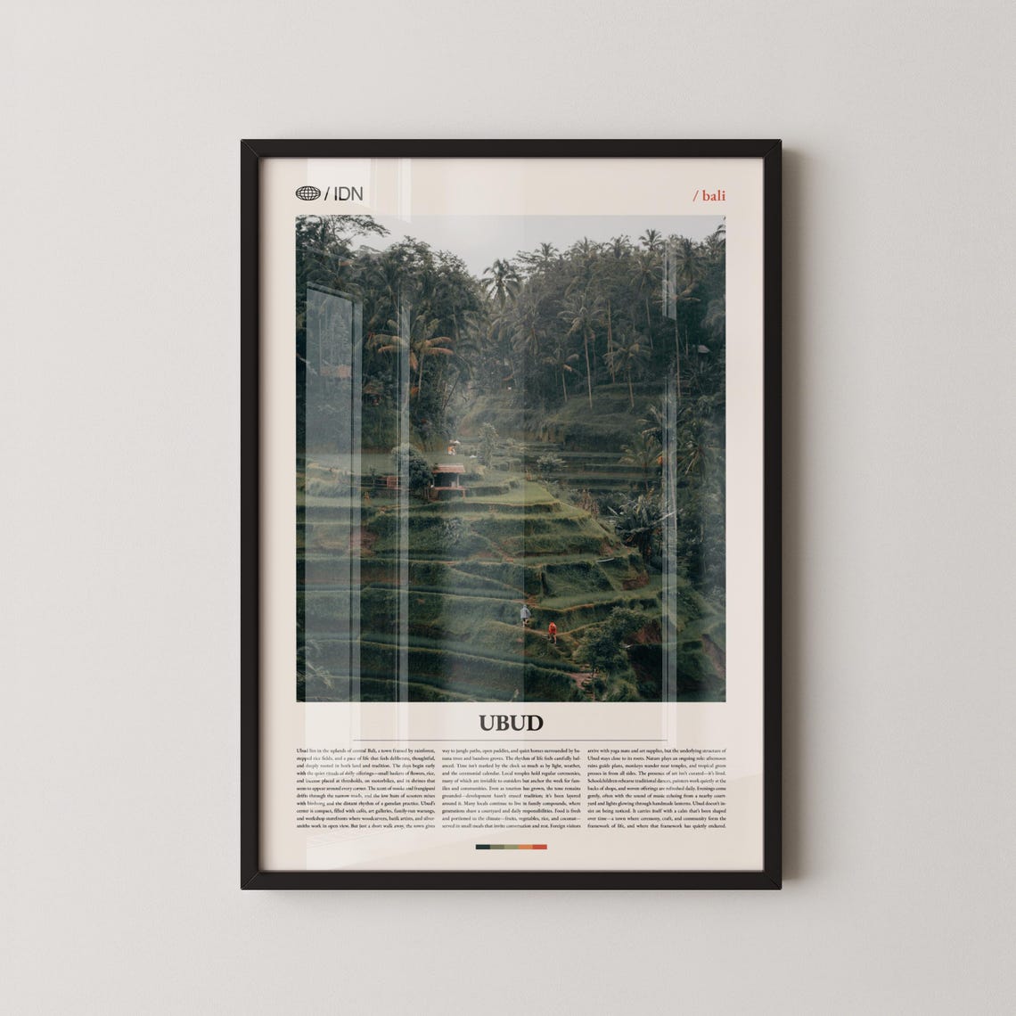 Ubud Bali Terraced Rice Fields Lush Valley View Travel Poster