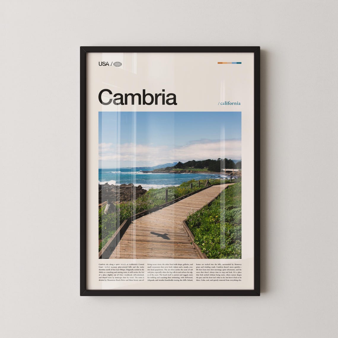 Cambria California Coastal Boardwalk Ocean View Travel Poster