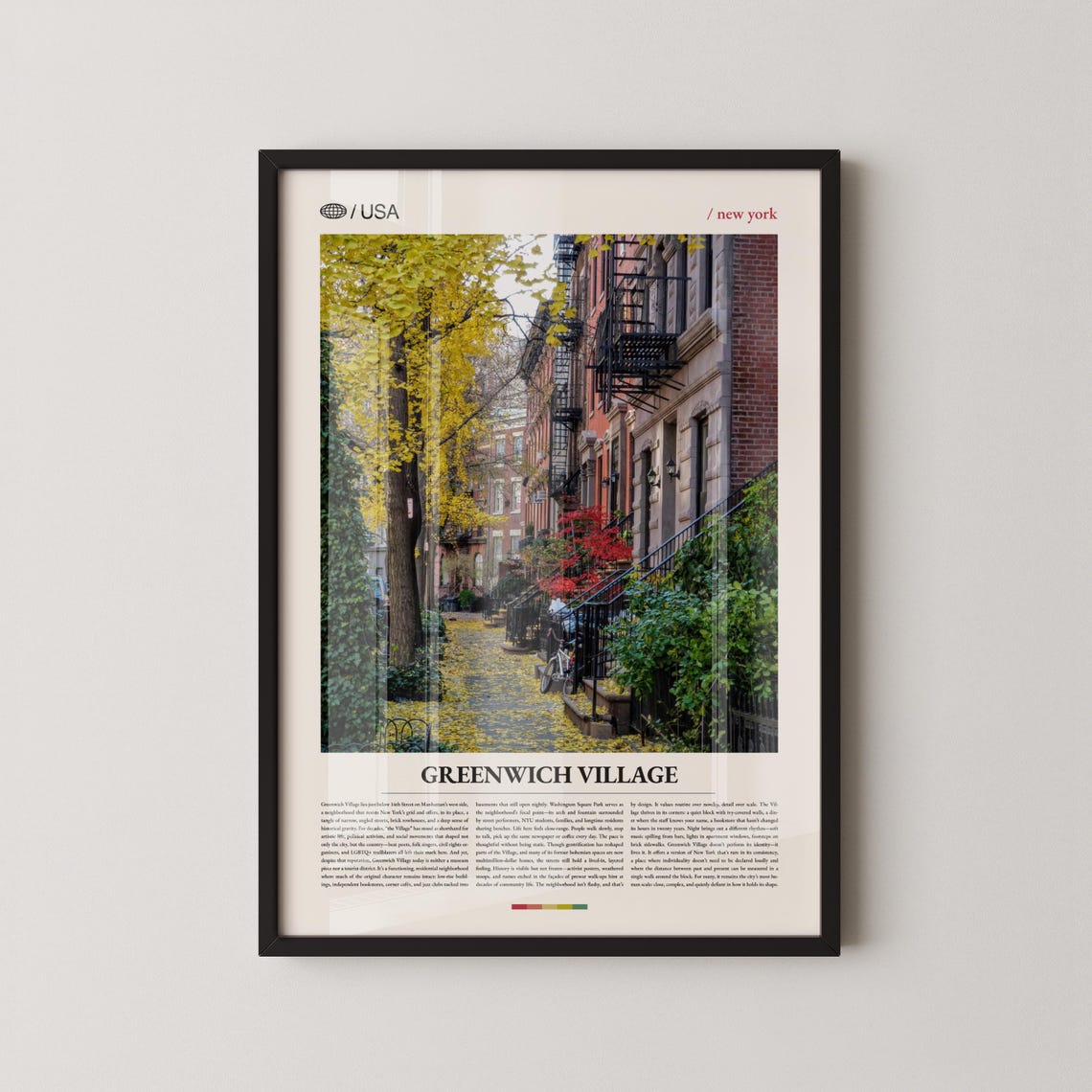 Greenwich Village New York Autumn Brownstone Street Scene Poster