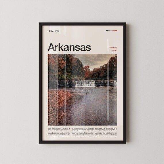 Arkansas Print Natural State Wall Art Poster Photo Ozark Mountains Buffalo National River Hot Springs Scenic