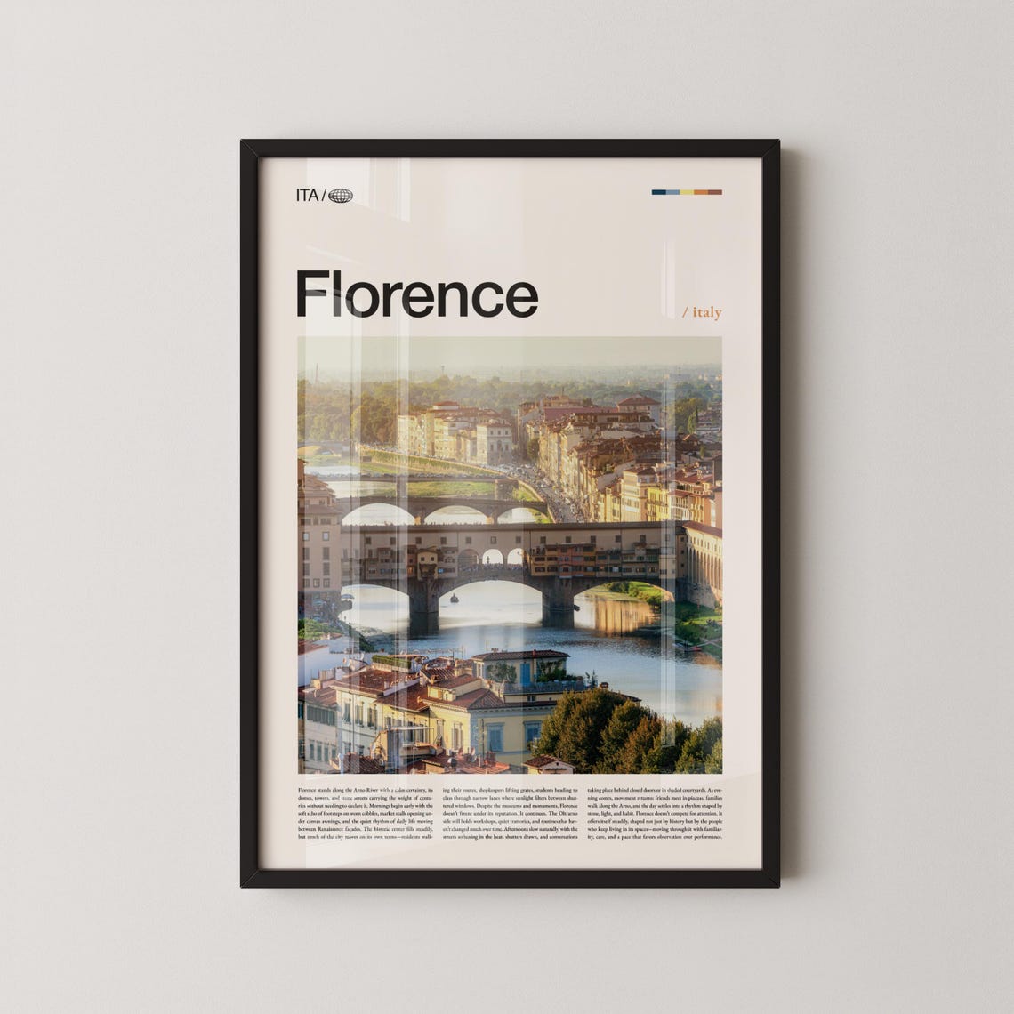 Florence Ponte Vecchio Arno River Crisp Modern Italy Travel Poster