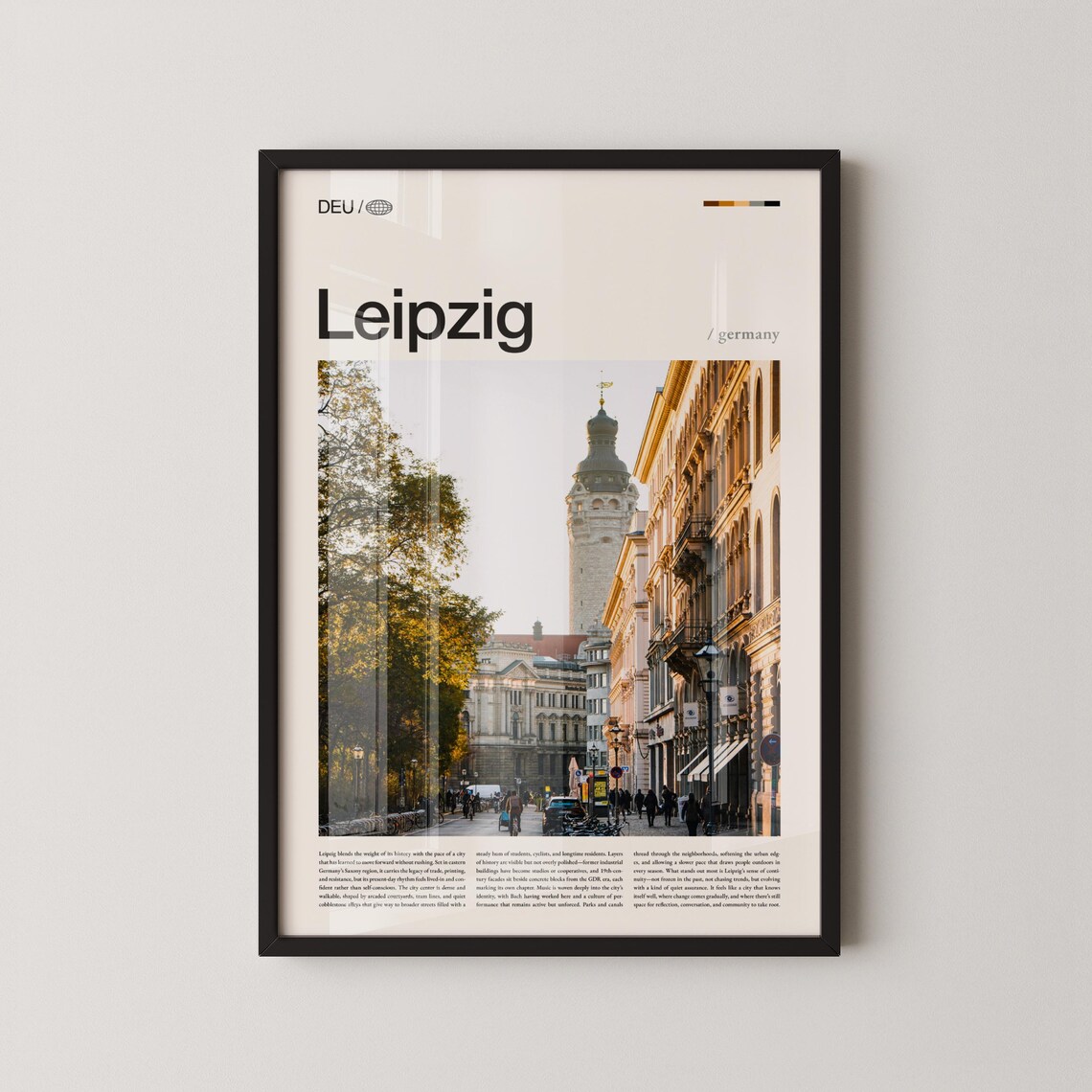 Leipzig Germany Historic Street Photography City Travel Poster