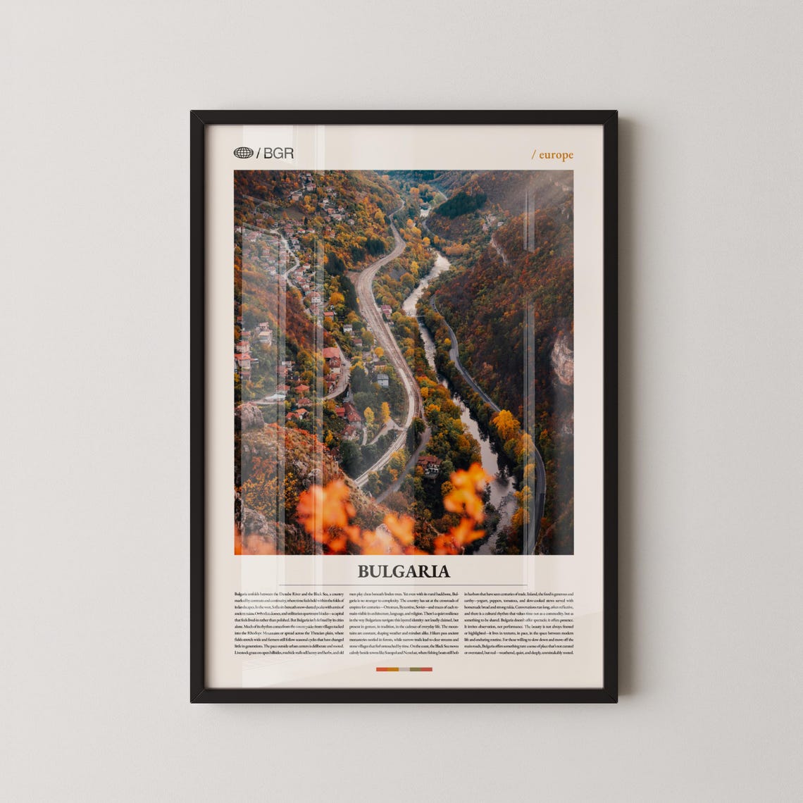 Bulgaria Autumn River Valley Aerial Photo Editorial Travel Poster