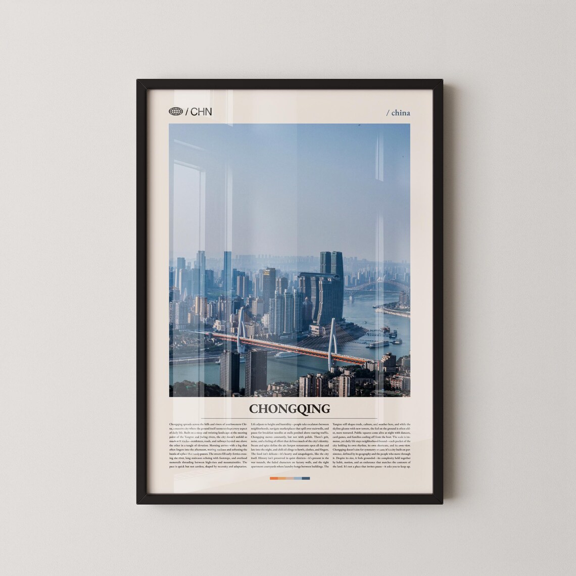 Chongqing China Futuristic River Skyline Cityscape Photography Travel Poster