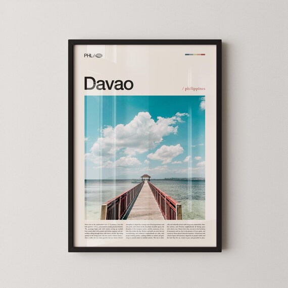 Davao Philippines Ocean Pier Under Blue Sky Coastal Travel Poster
