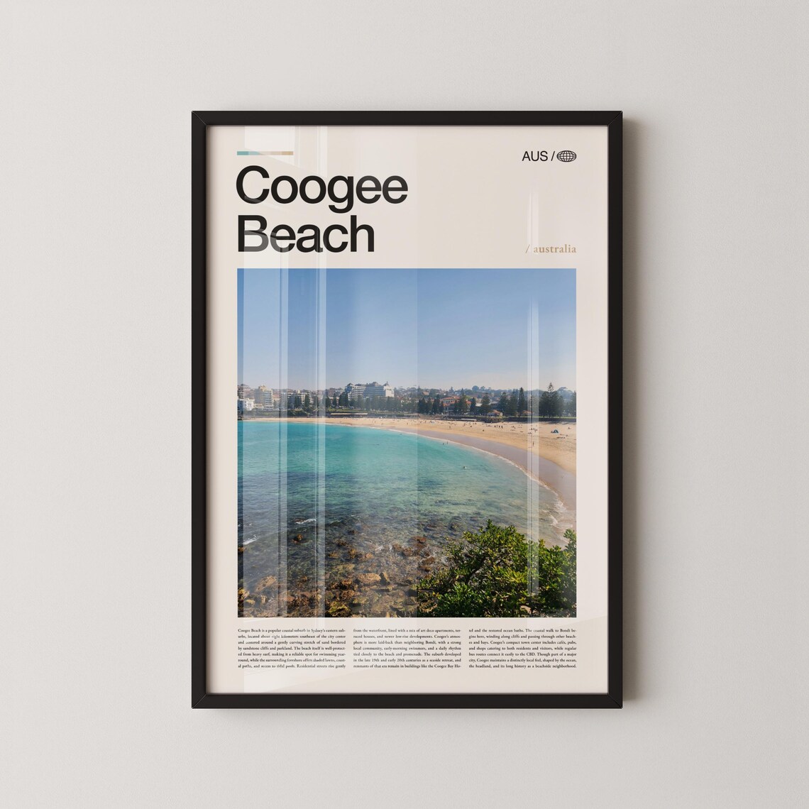 Coogee Beach Sydney Coastal City Bayfront Australia Travel Poster