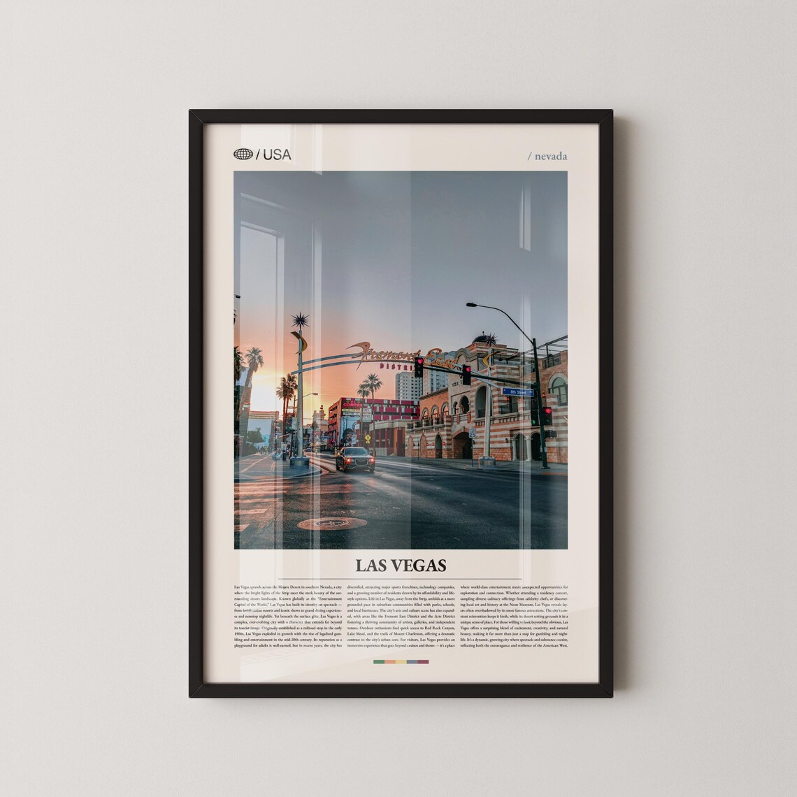 Las Vegas Fremont Street Sunset Cityscape Photography Poster Nevada