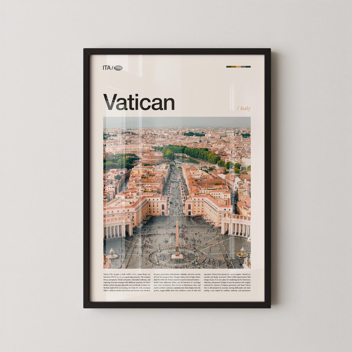 Vatican City St Peters Square Aerial View Italy Travel Poster