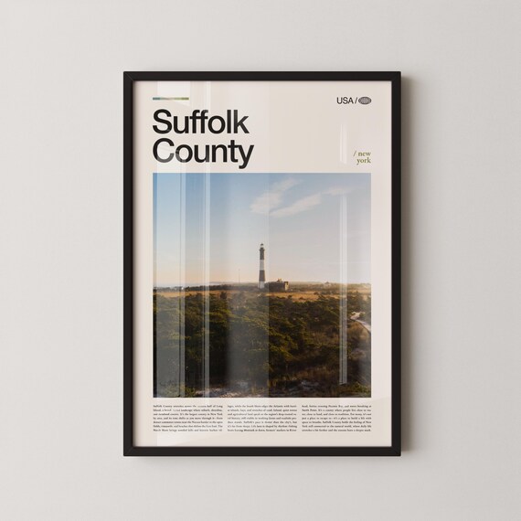 Suffolk County Lighthouse Photo Travel Poster New York Wooded Dunes