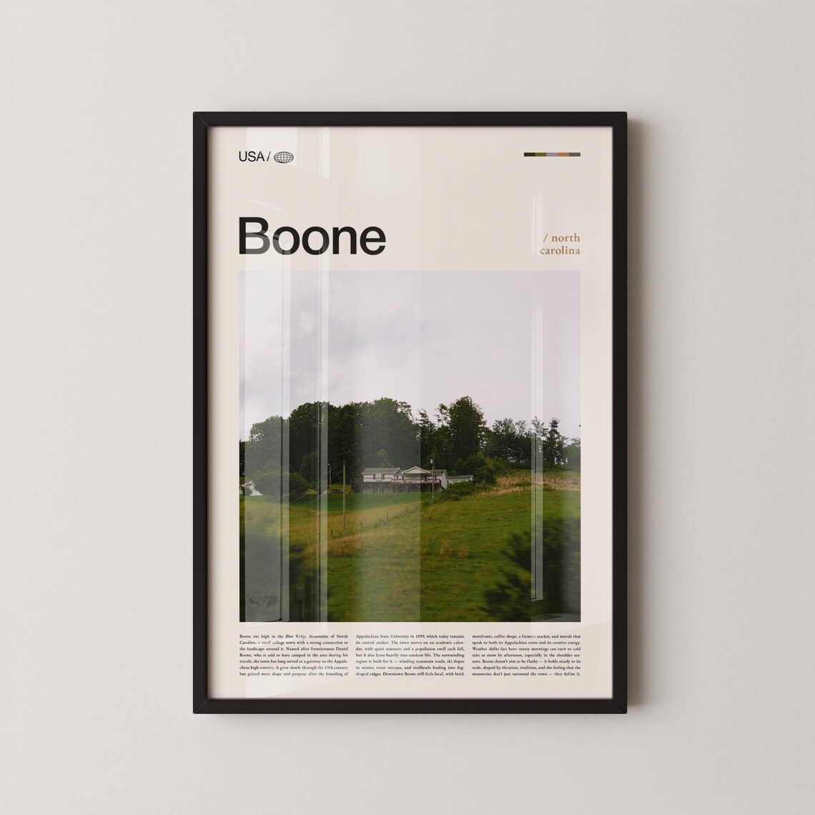 Boone North Carolina USA Rural Countryside Farm Travel Poster