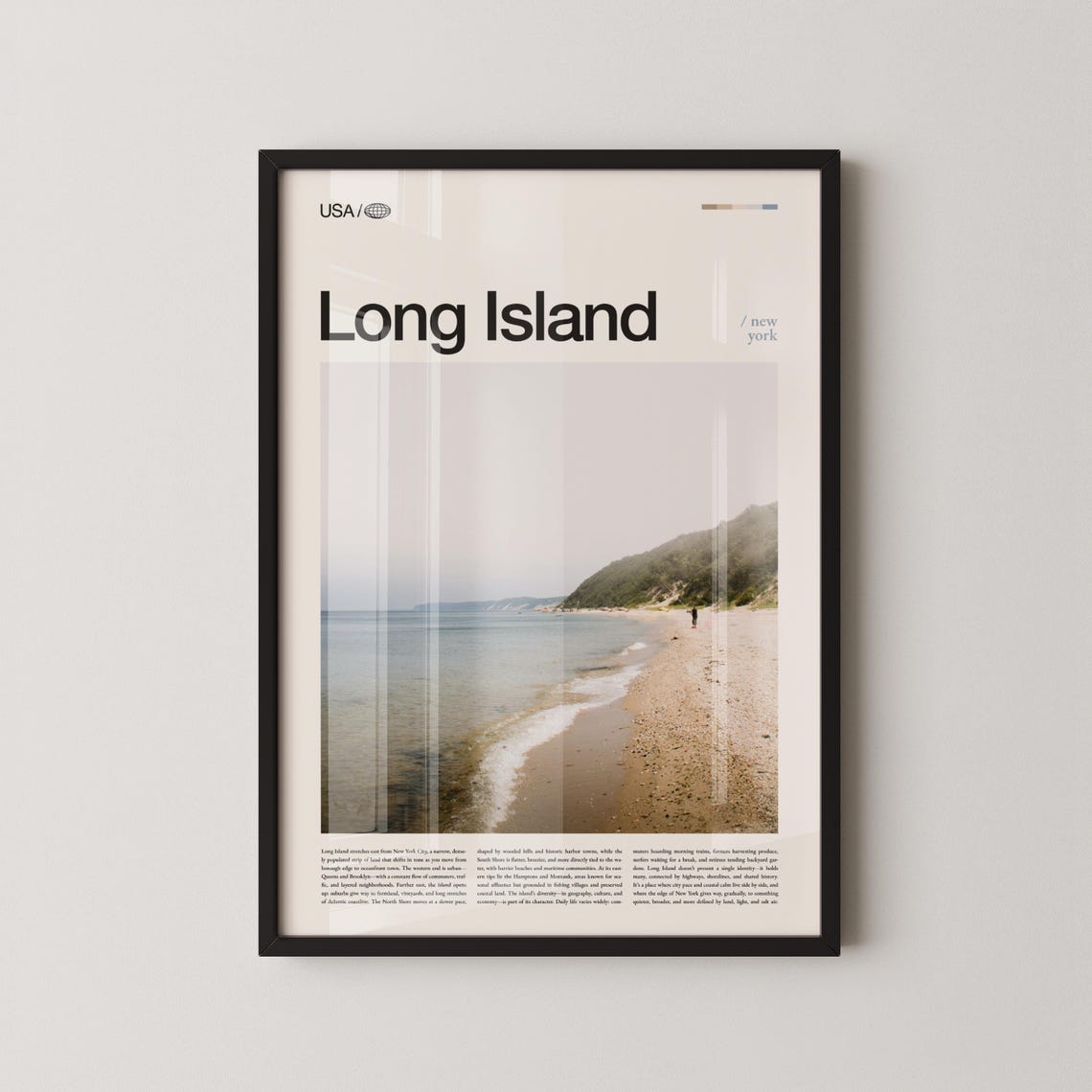 Long Island New York Sandy Beach Cliff Coast Scenic Travel Poster