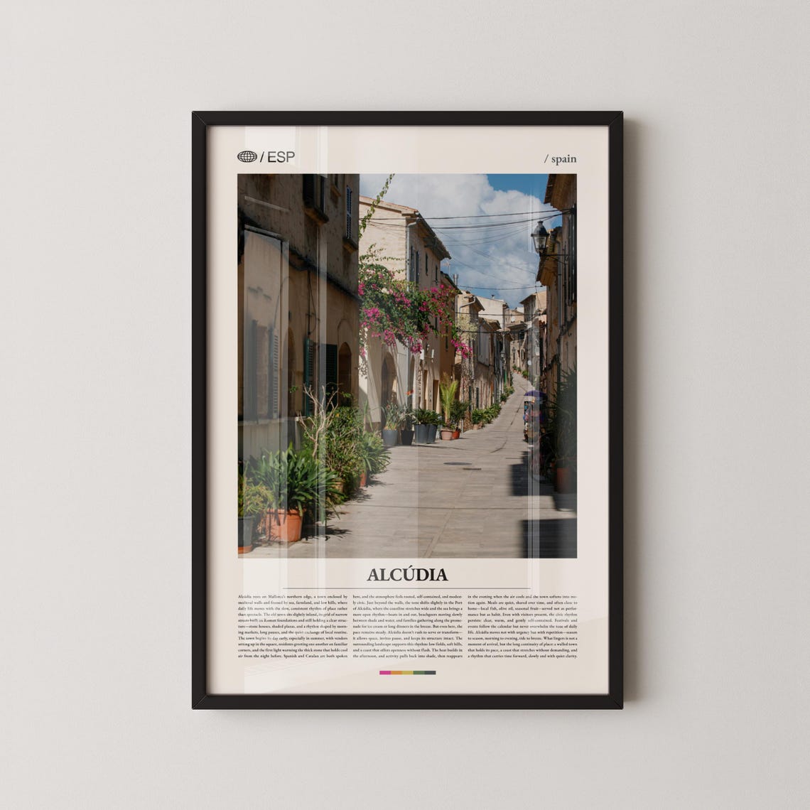 Alcudia Mallorca Spain Bougainvillea Old Town Lane Travel Poster
