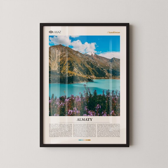Almaty Kazakhstan Turquoise Mountain Lake Photography Travel Poster
