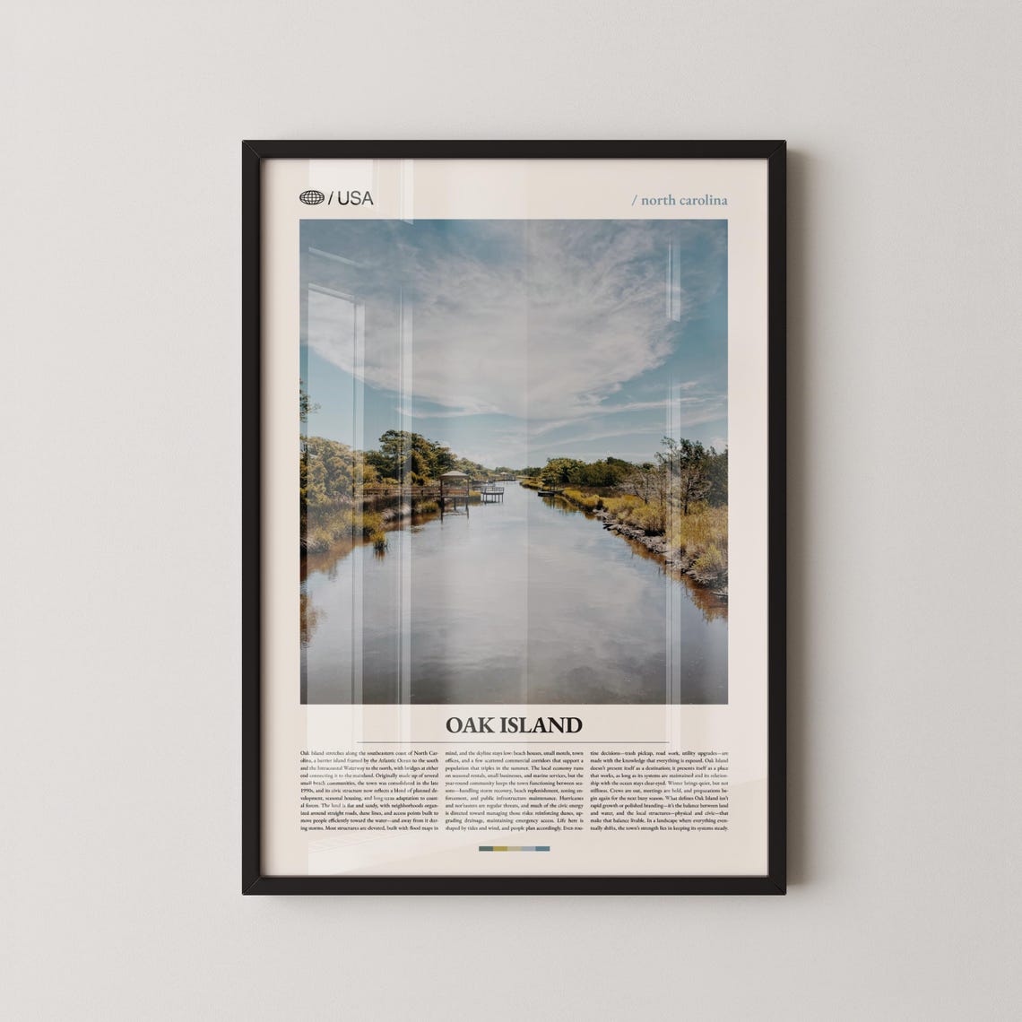 Oak Island North Carolina Marsh Waterway Coastal Travel Poster