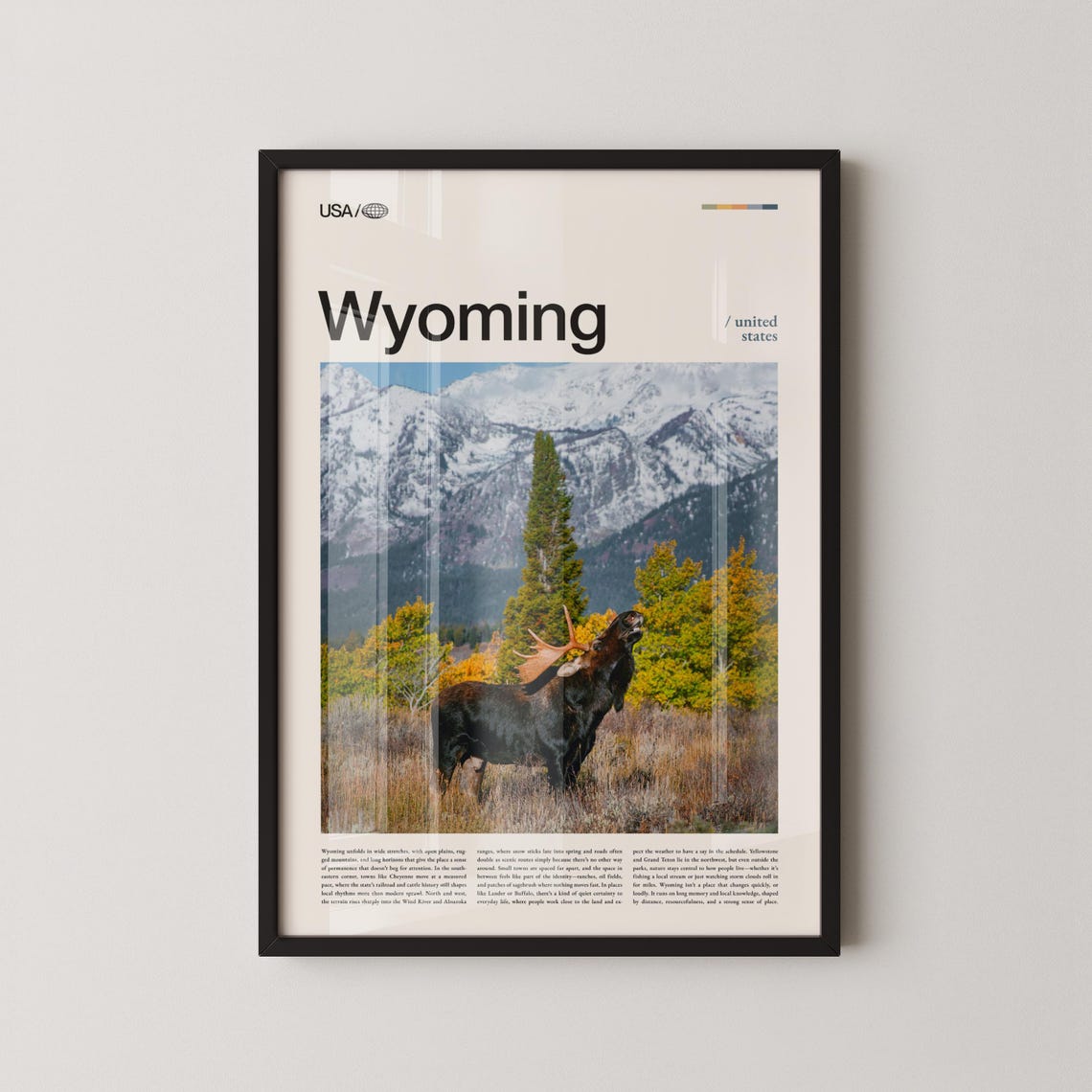 Wyoming Bugling Moose Snowy Peaks Grand Teton Wildlife Poster