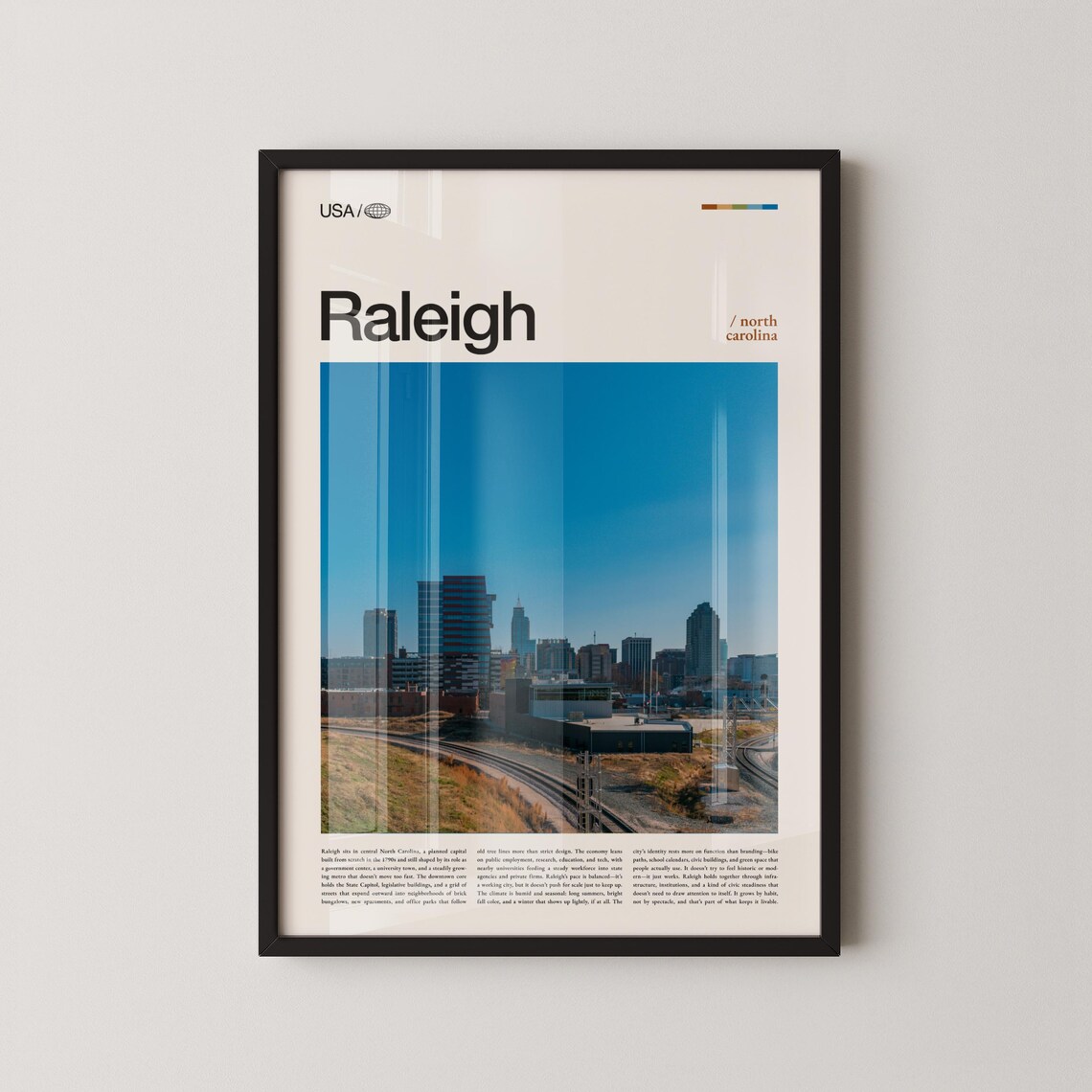 Raleigh North Carolina Downtown Skyline Blue Sky Photo Poster