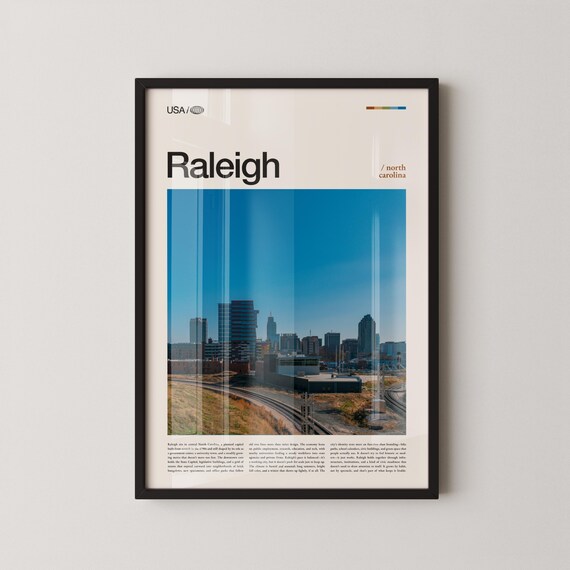 Raleigh North Carolina Downtown Skyline Blue Sky Photo Poster