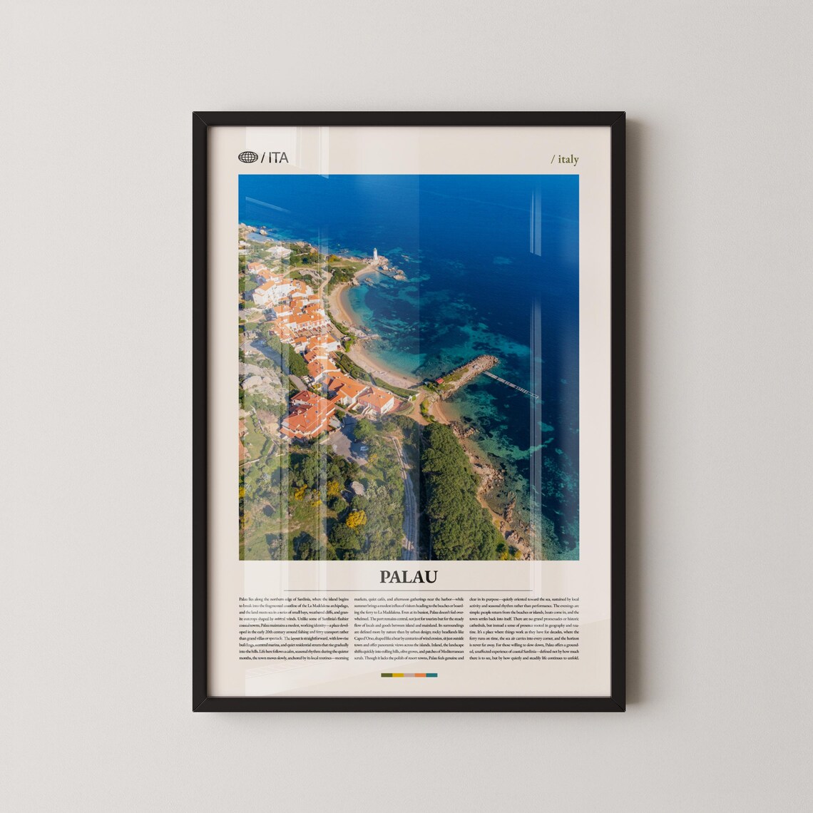Palau Italy Aerial Coastal Bay Scenic Travel Photography Poster