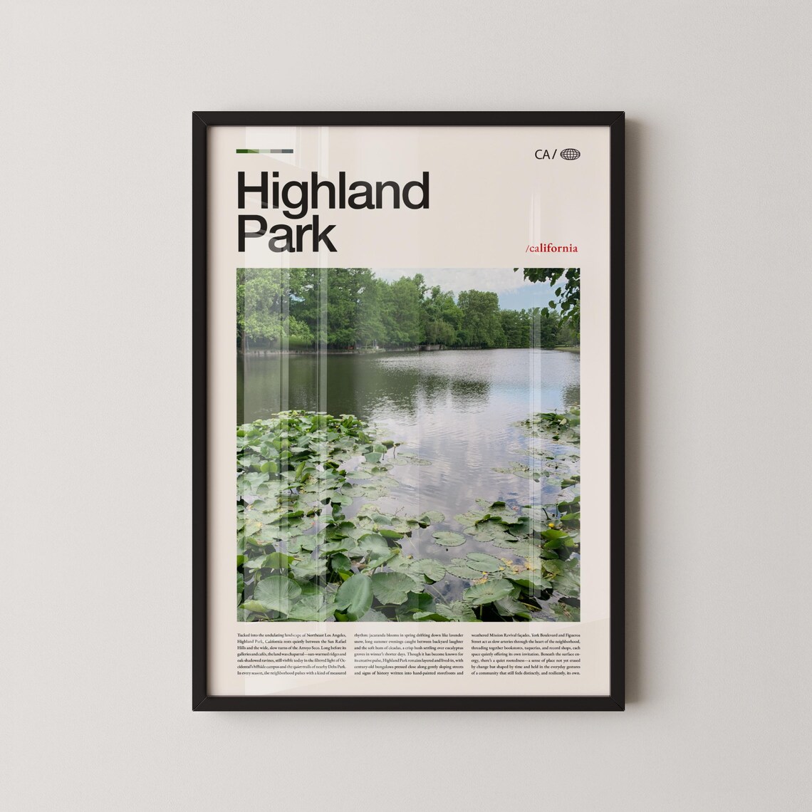 Highland Park Lily Pond Lake Photo California Editorial Travel Poster