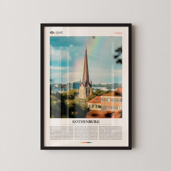 Gothenburg Sweden Church Spire Cityscape Nordic Photography Travel Poster