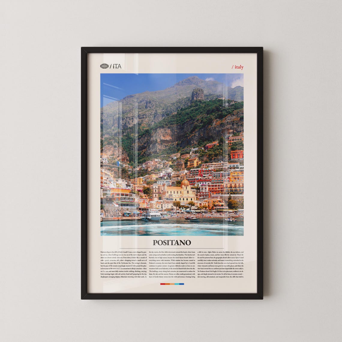 Positano Italy Photo Poster Amalfi Coast Cliffside Village View