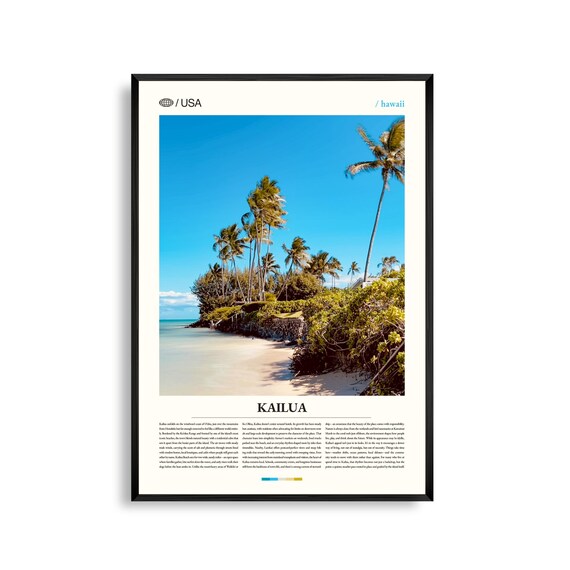 Kailua Hawaii Rocky Shore Palm Grove Ocean Travel Photo Poster