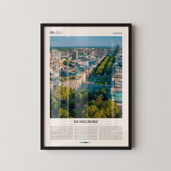 Dusseldorf Germany Aerial Cityscape Photo Vintage Travel Poster