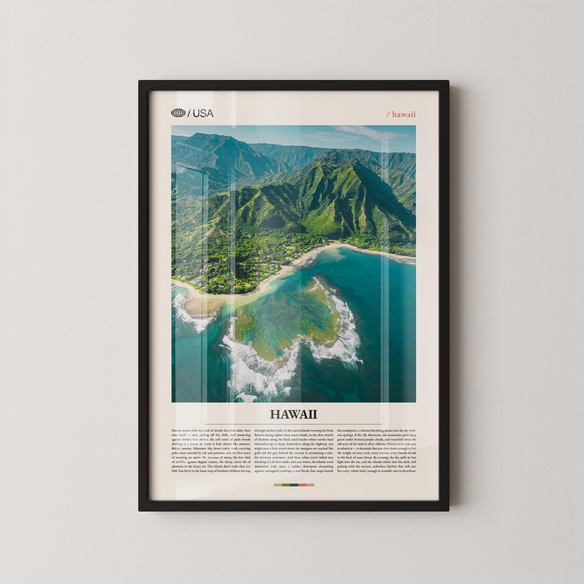 Hawaii Na Pali Coast Aerial Tropical Paradise Cove Photo Poster