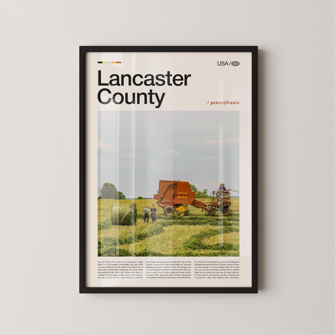 Lancaster County Pennsylvania Hay Baling Amish Country Travel Poster