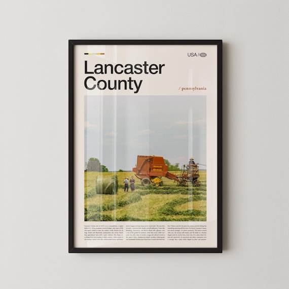 Lancaster County Pennsylvania Hay Baling Amish Country Travel Poster