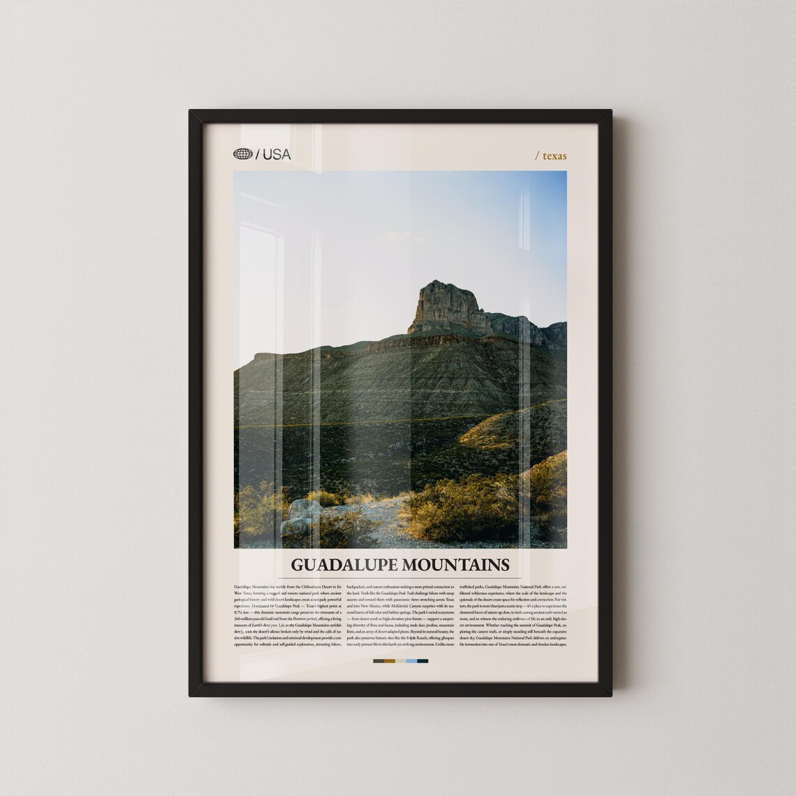 Guadalupe Mountains Texas Desert Peak Minimalist Travel Poster