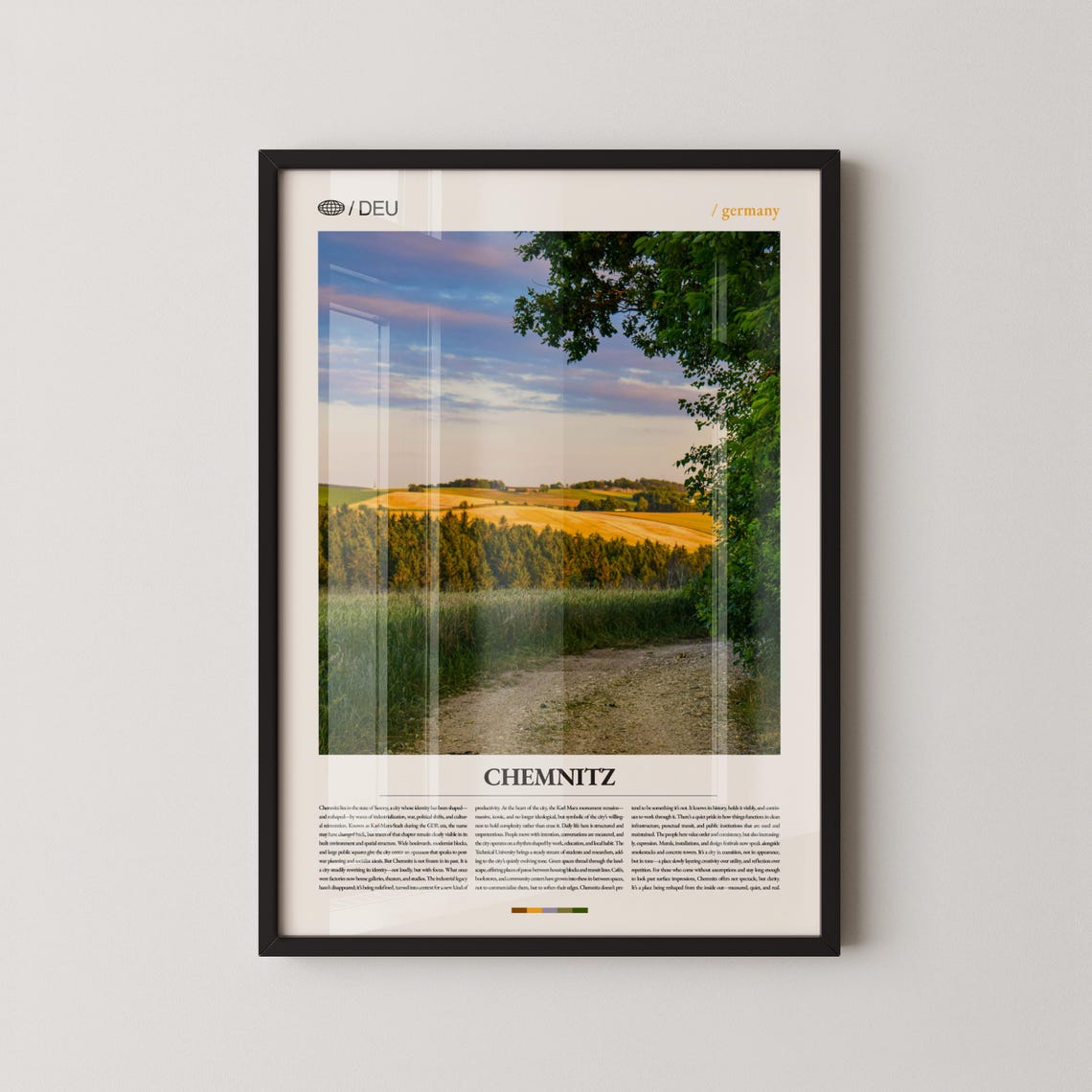 Chemnitz Germany Golden Field Sunset Landscape Photography Poster