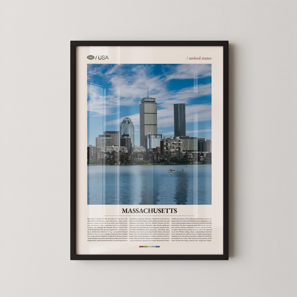 Massachusetts Boston Skyline Photo Minimalist USA Travel Poster