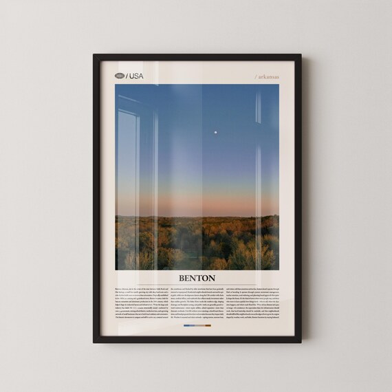 Benton Arkansas Moonlit Autumn Field Dusk Travel Photography Poster