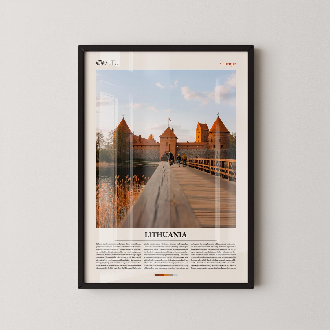 Lithuania Trakai Island Castle Baltic Travel Photo Poster Vintage Style