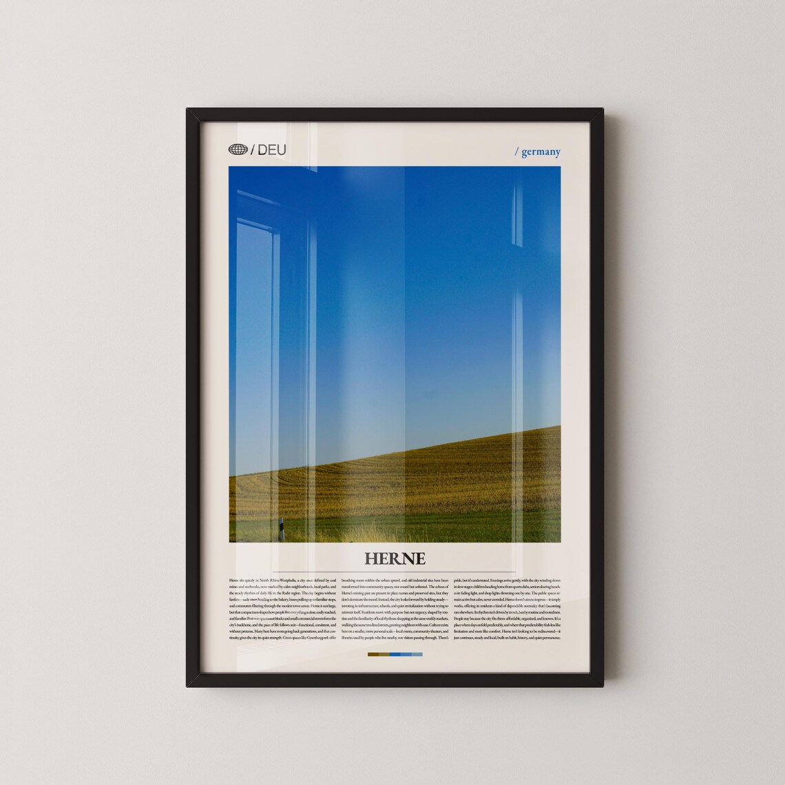 Herne Germany Field and Sky Minimalist Photography Travel Poster