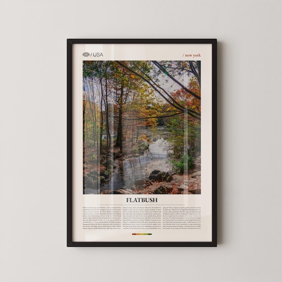 Flatbush New York Autumn Forest Creek Photography Travel Poster