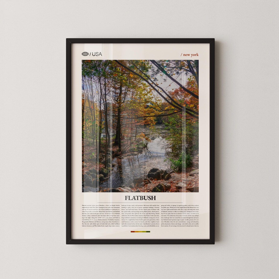 Flatbush New York Autumn Forest Creek Photography Travel Poster