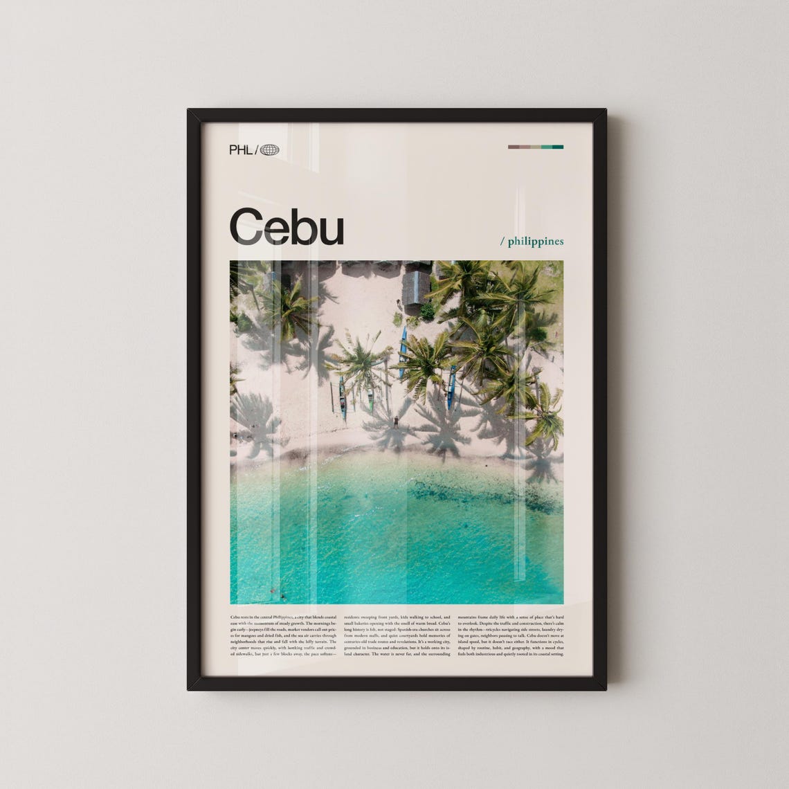Cebu Philippines Top Down Palm Trees Beach Travel Photo Poster