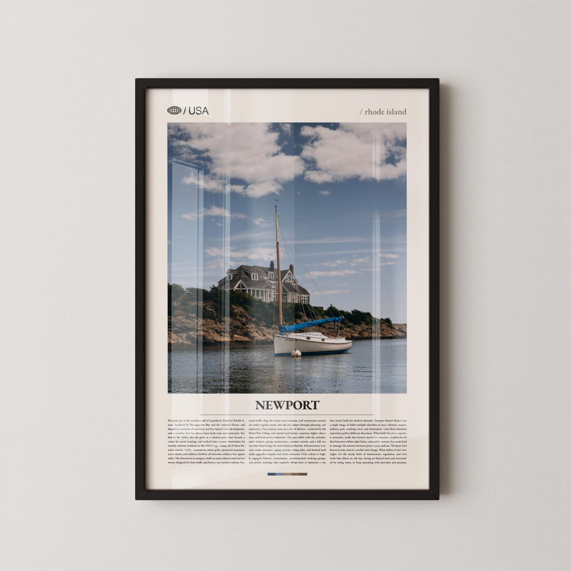 Newport Rhode Island Harbor Sailboat Panoramic Travel Photo Poster